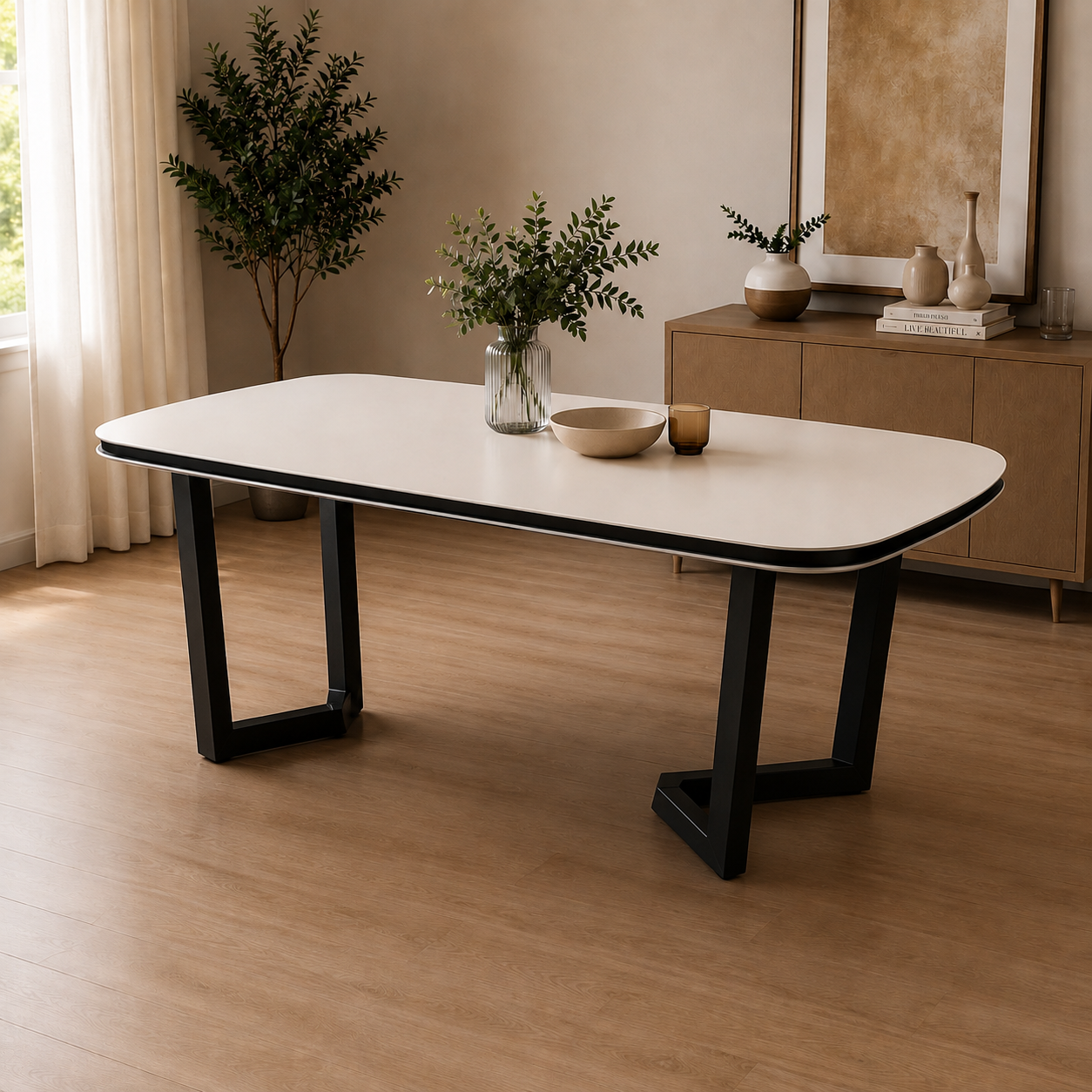 Monza Black & Ivory Dining Table
