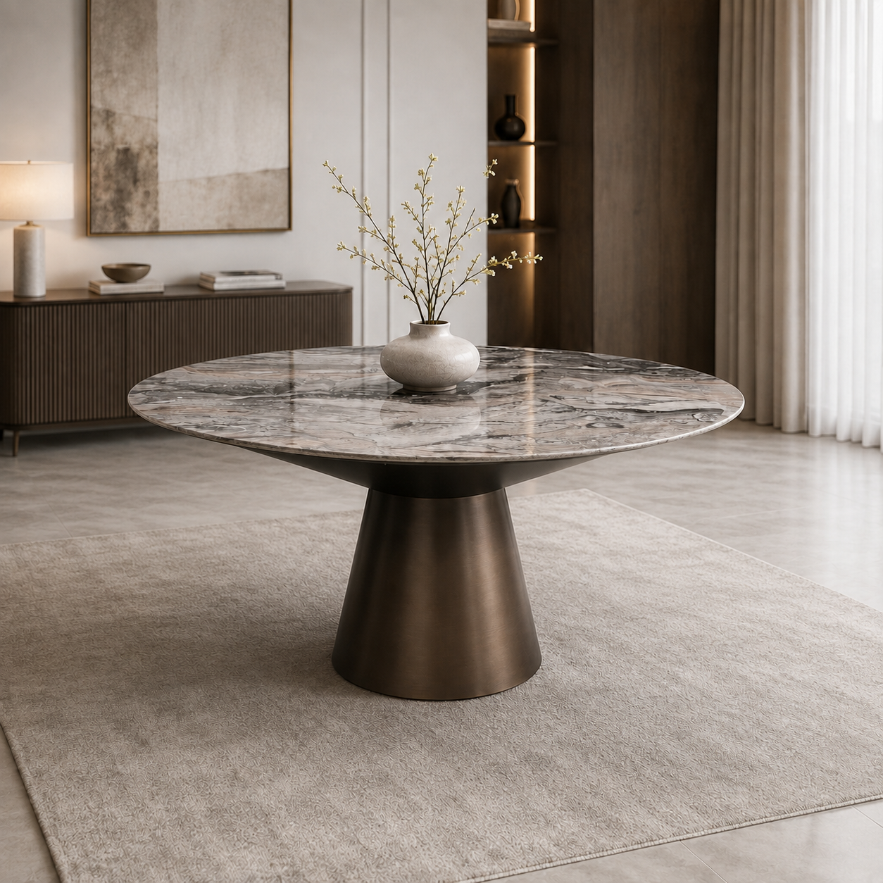 Luna Grey Marble Dining Table