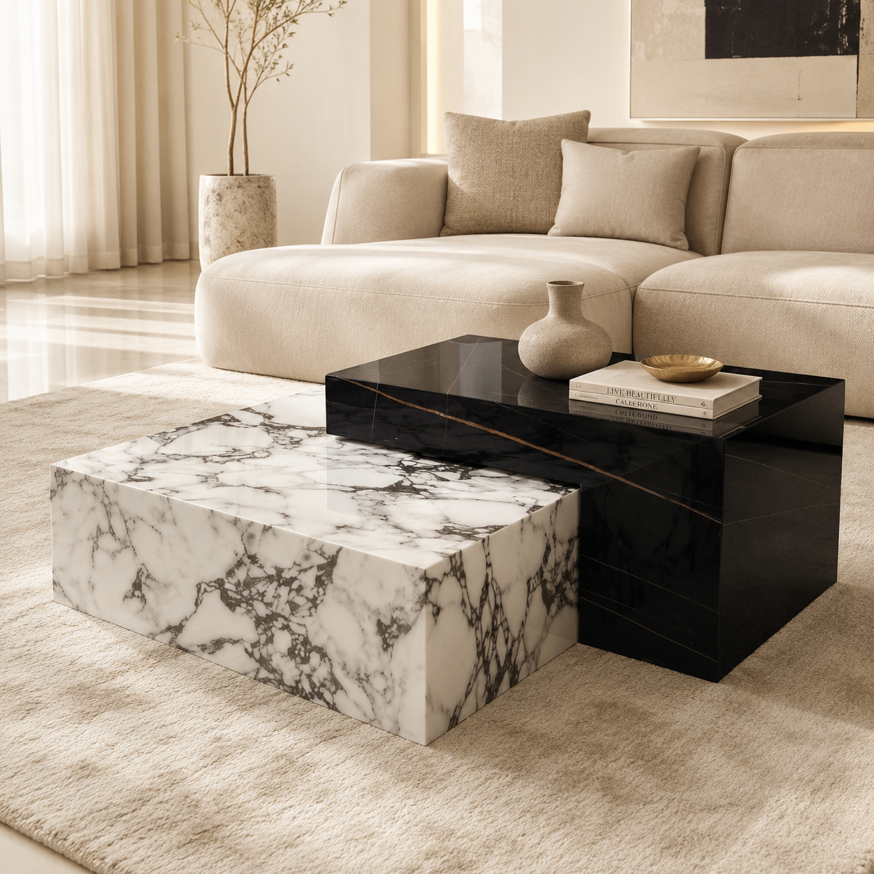 Monochrome Interlock Coffee Table Set