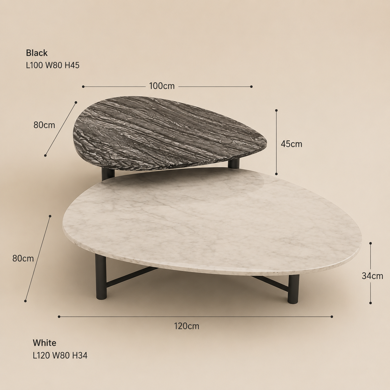 Monvera Marble Coffee Table Set