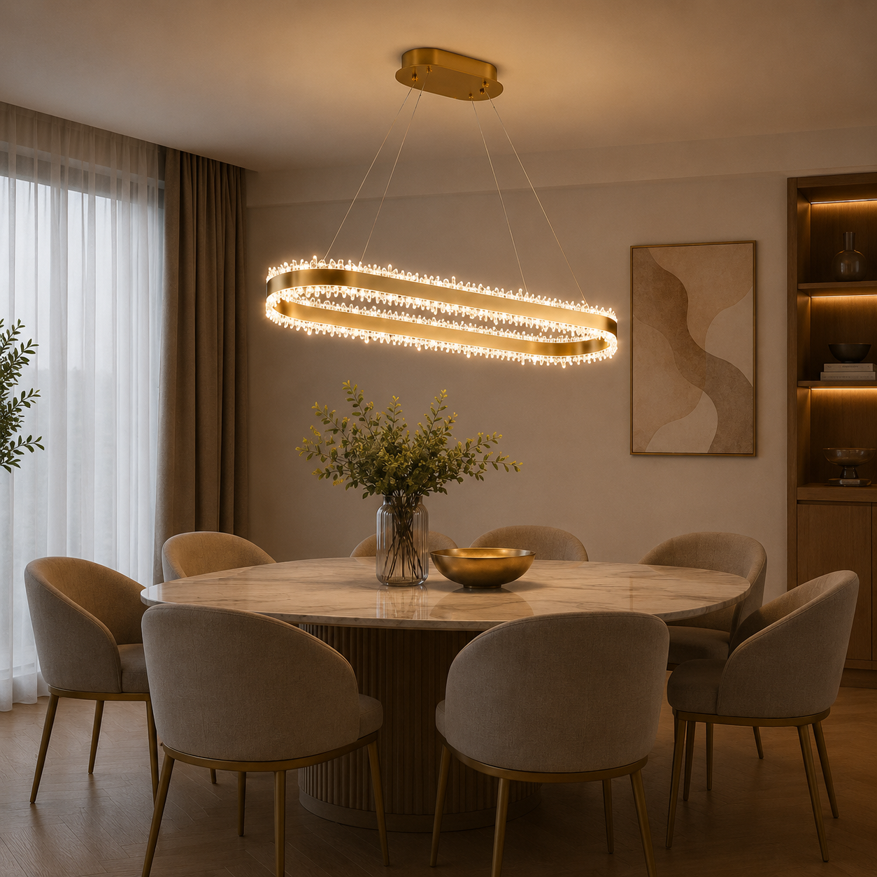 Aurora Oval Crystal Chandelier