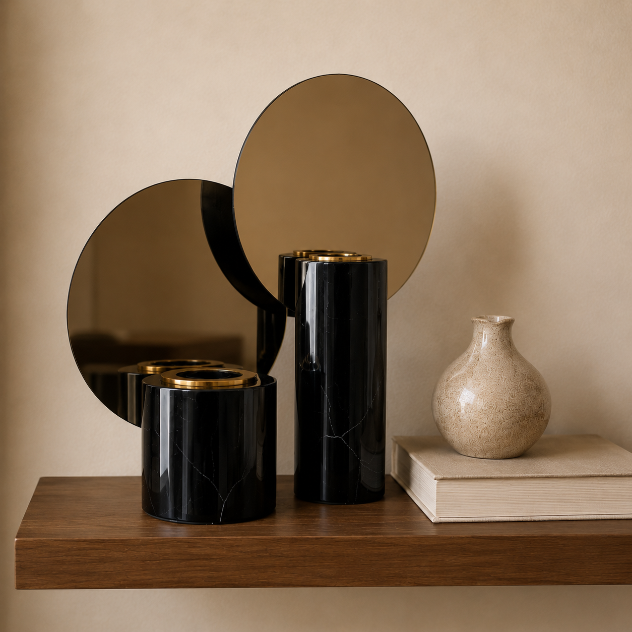 Noir Eclipse Candle Holder Set