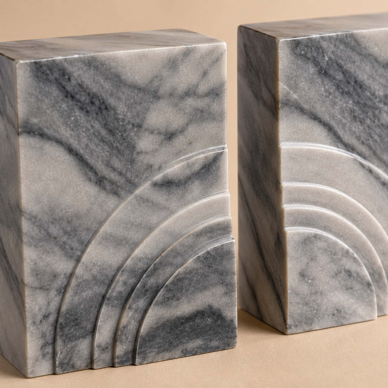Arc Vein Marble Bookends