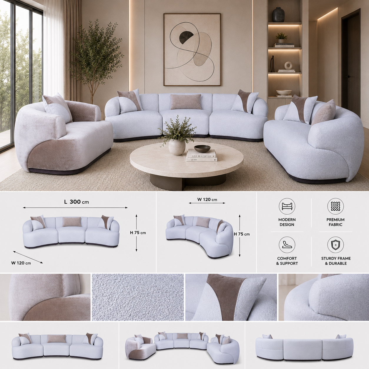 Celestia Curve Sofa Set