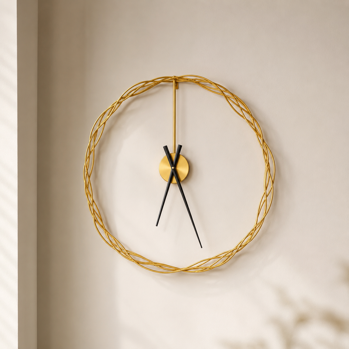 Golden Weave Wall Clock