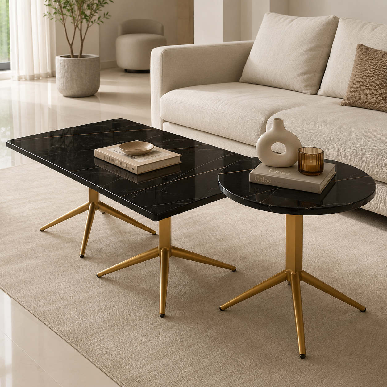 Noir Axis Coffee & Side Table Set