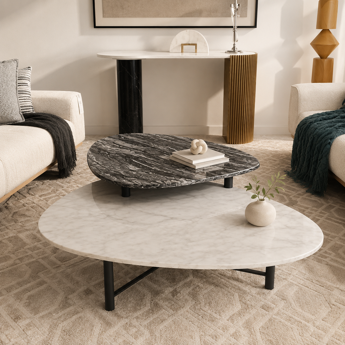 Monvera Marble Coffee Table Set