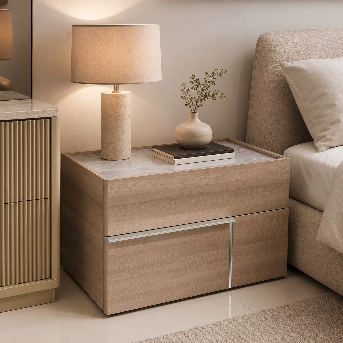 Oslo Marble Top Bedside Table