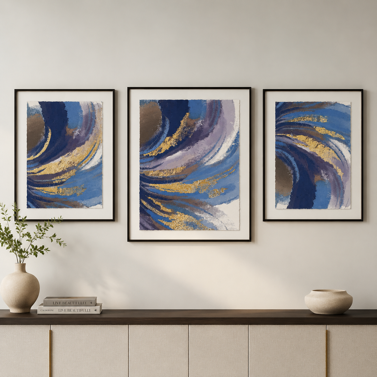 Azure Flow Wall Art Set