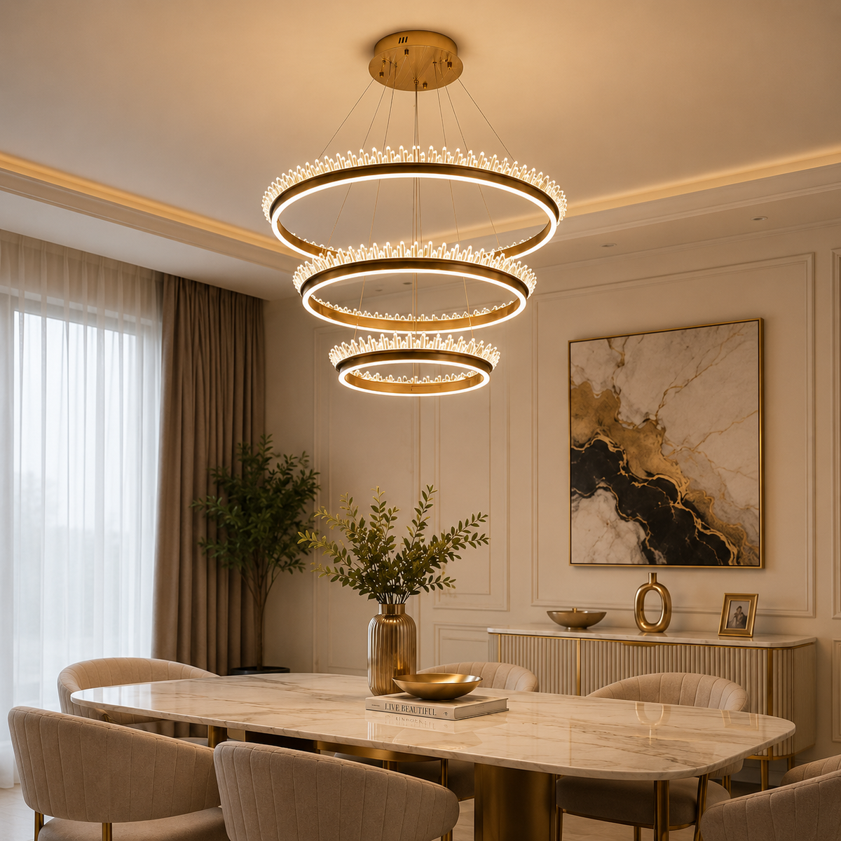 Aurora Crystal Halo Chandelier