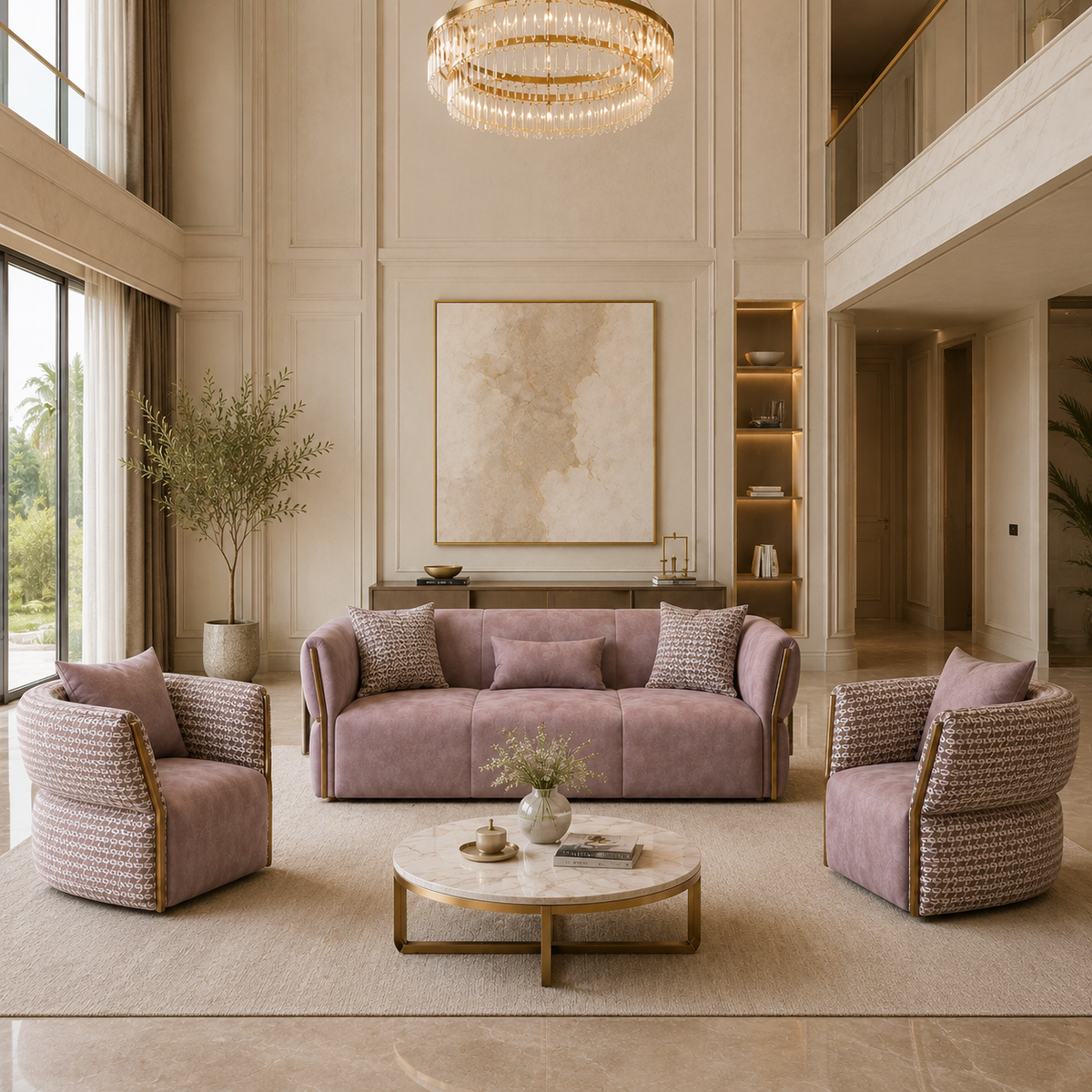 Blush Harmony Sofa Set