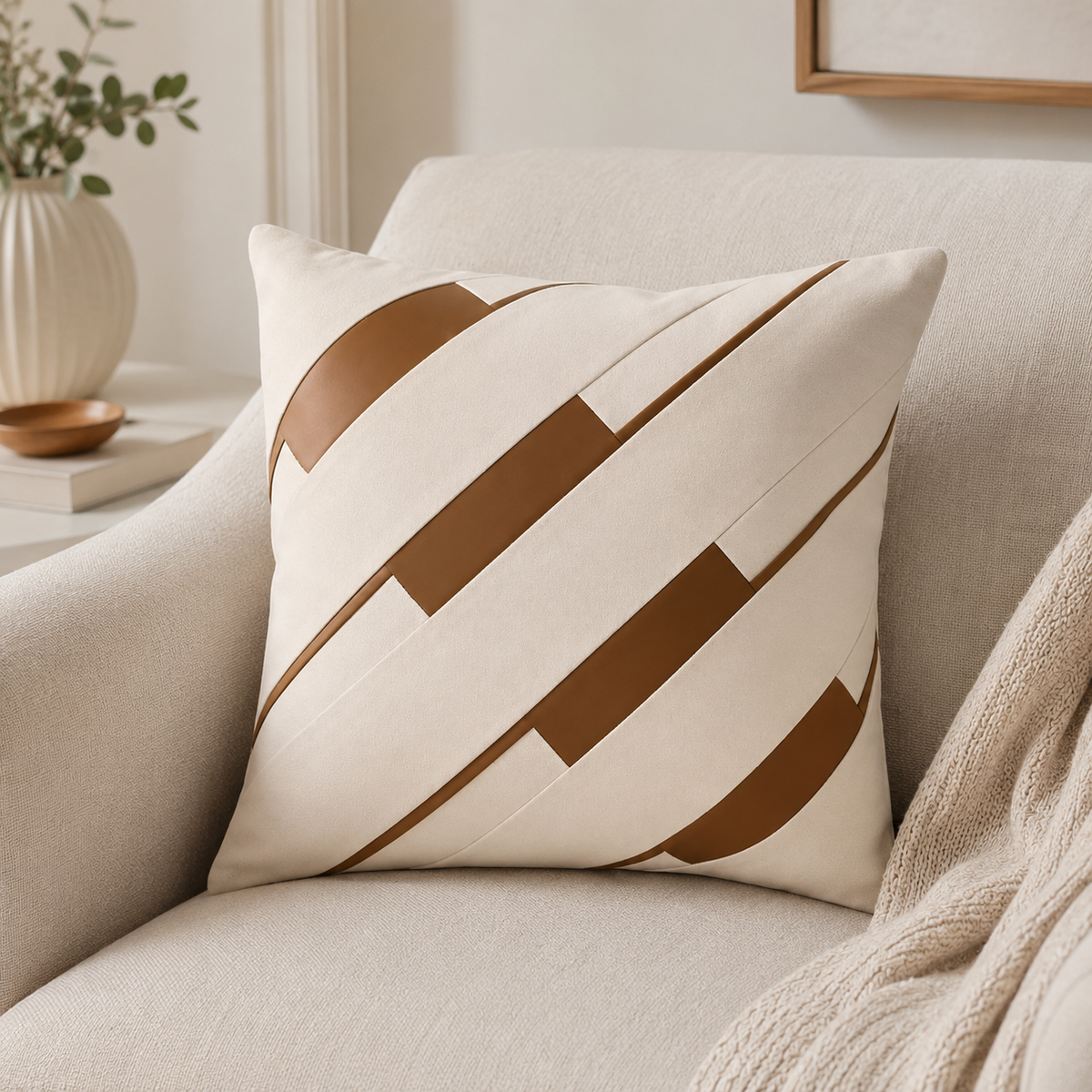 Tan Weave Accent Cushion
