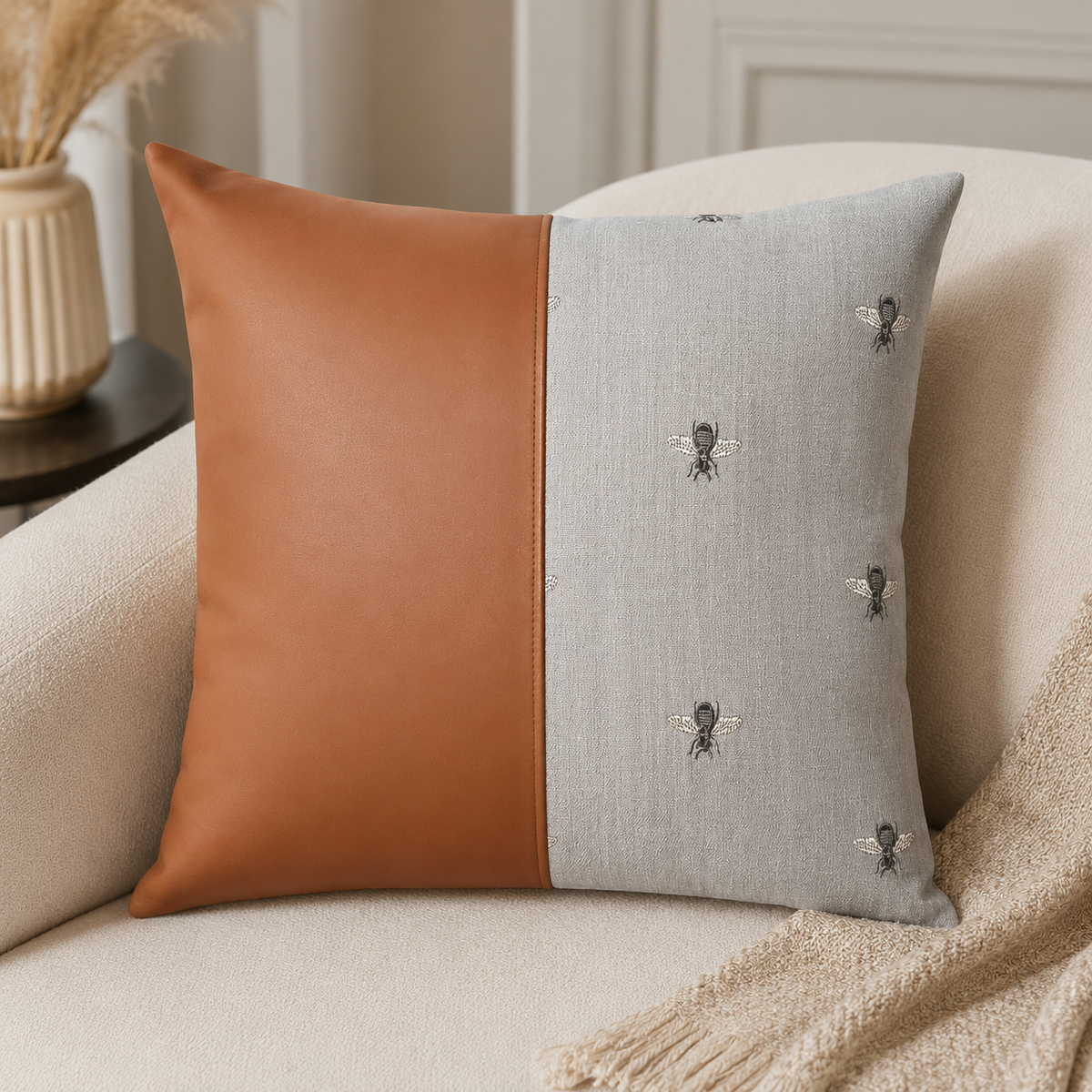 Grey Bee Cushion