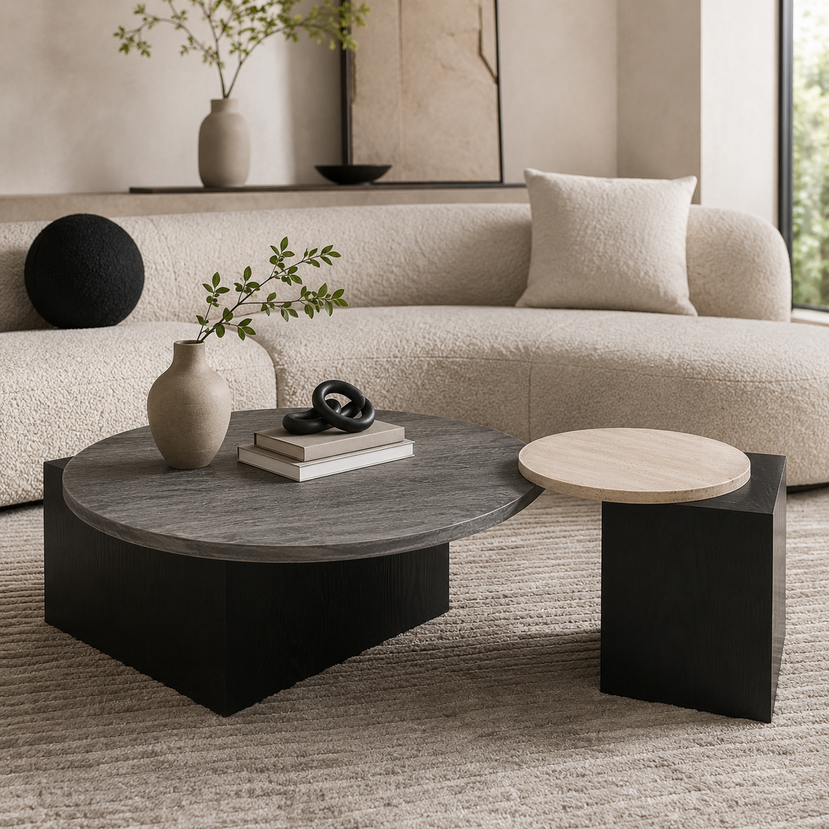 Nero Travertine Duo Coffee Table