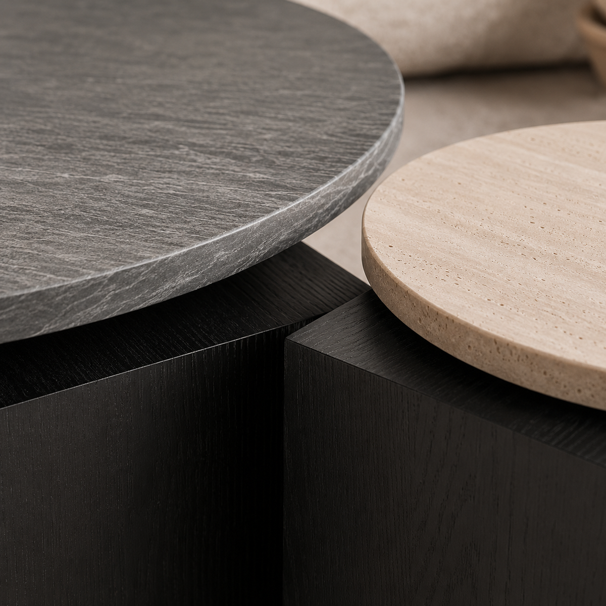 Nero Travertine Duo Coffee Table