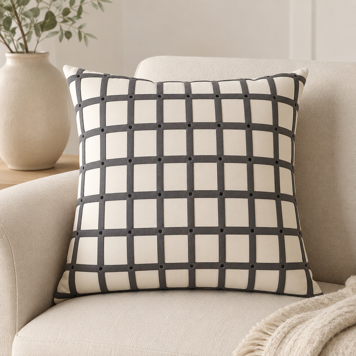 Monochrome Check Cushion