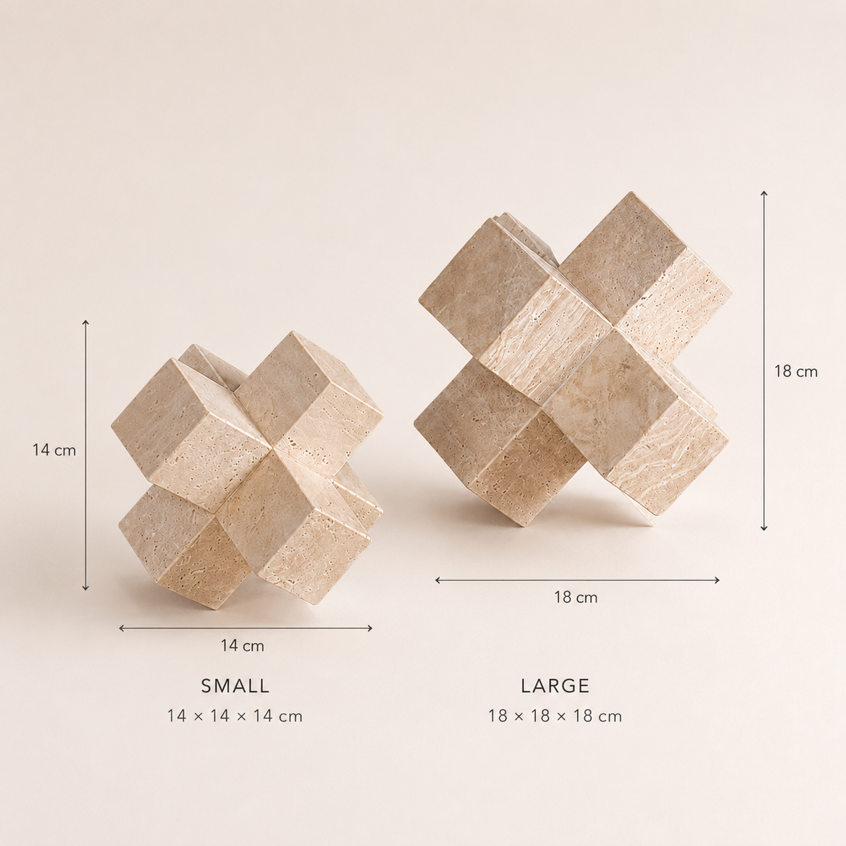 Travertine Cube Sculpture Set