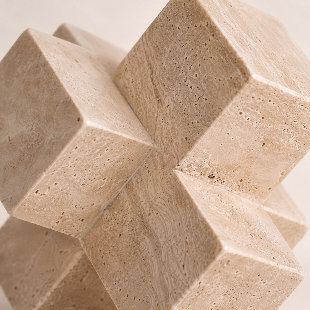 Travertine Cube Sculpture Set