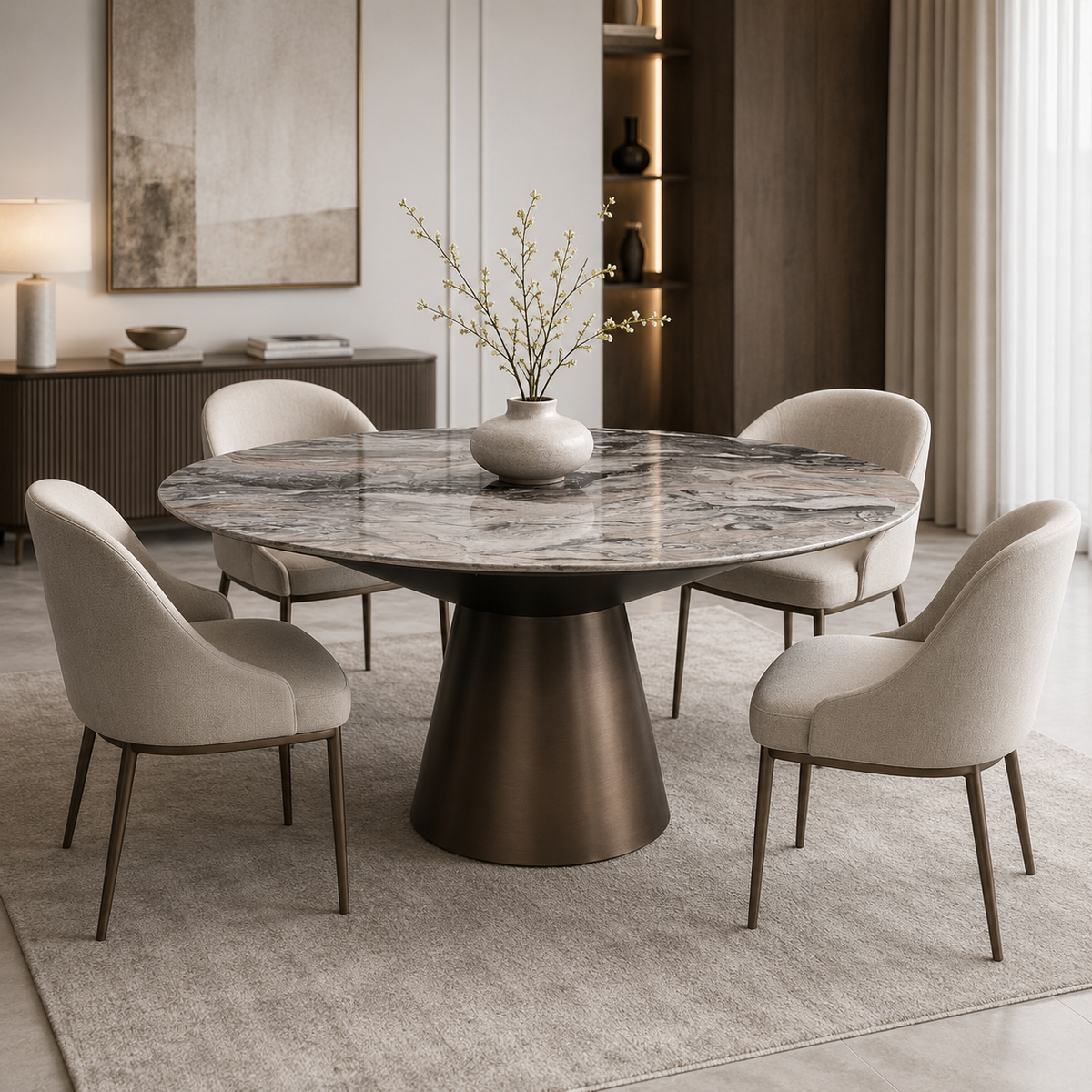 Luna Grey Marble Dining Table