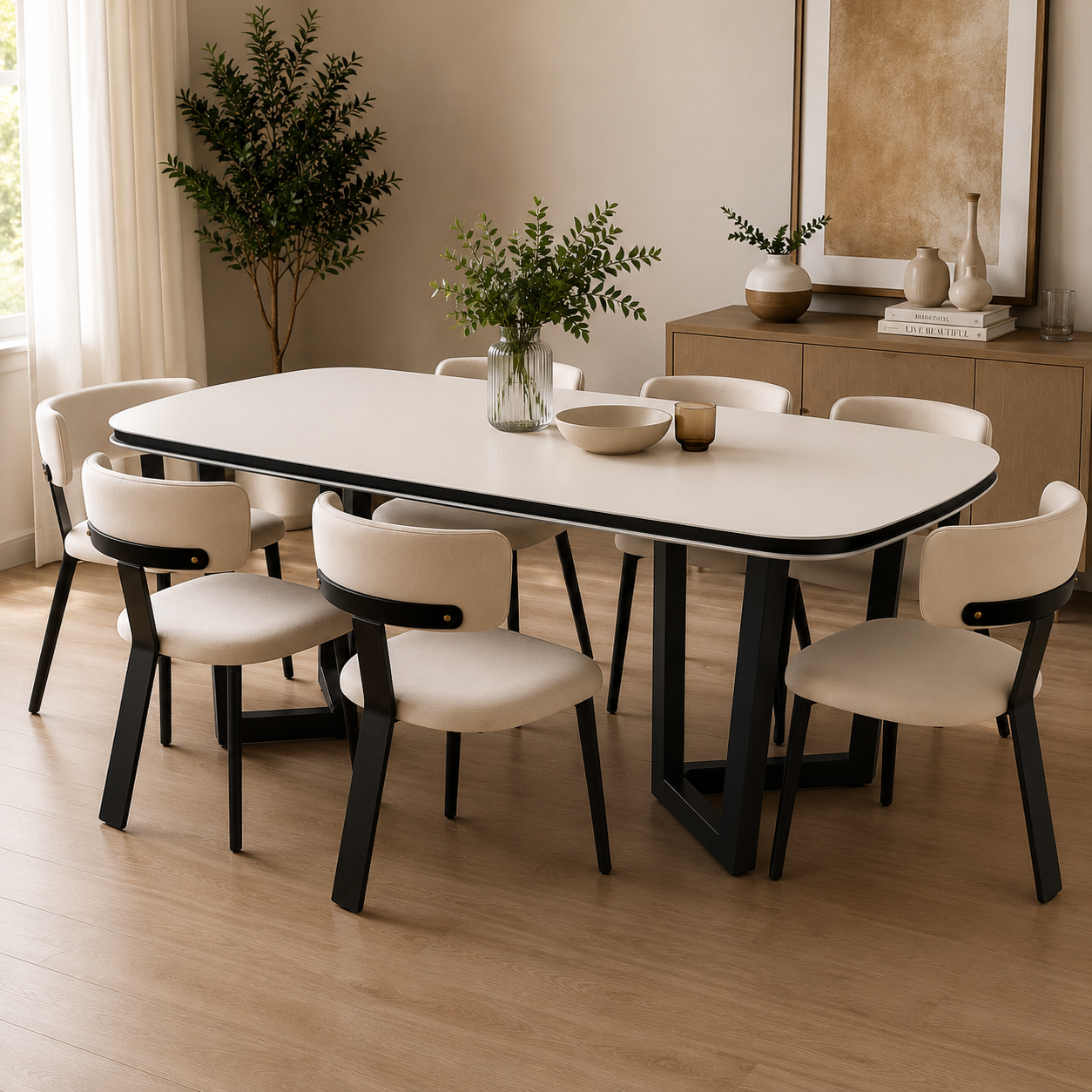 Monza Black & Ivory Dining Table