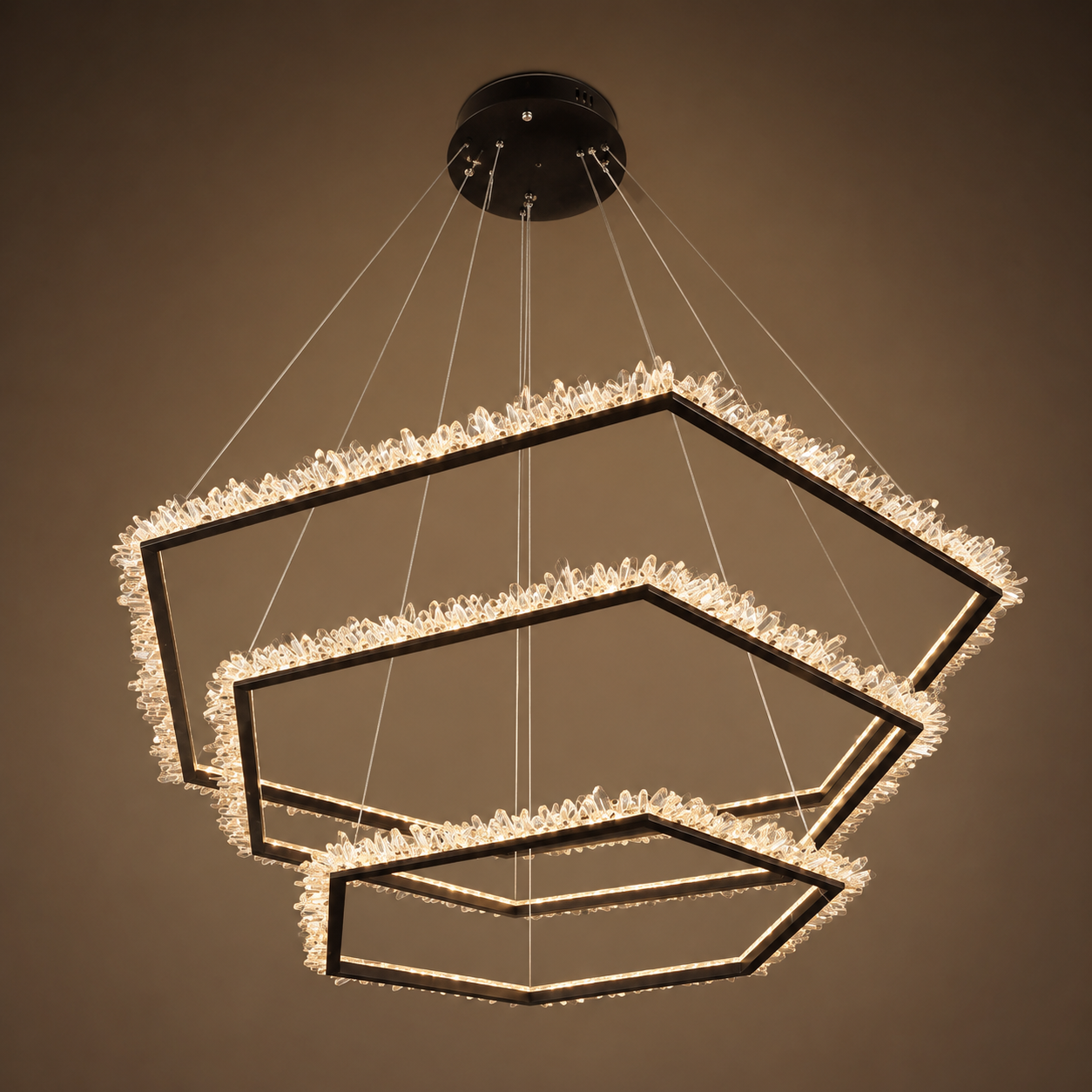 Luxe Geometric Crystal Chandelier