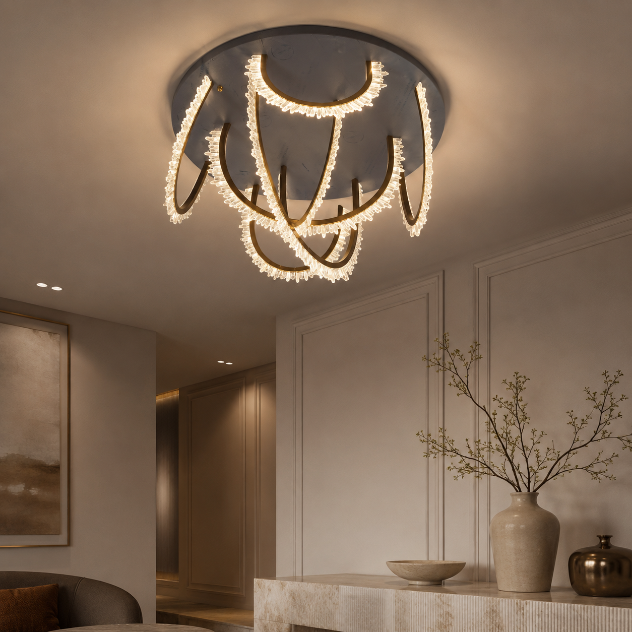 Celestial Arc Crystal Ceiling Light