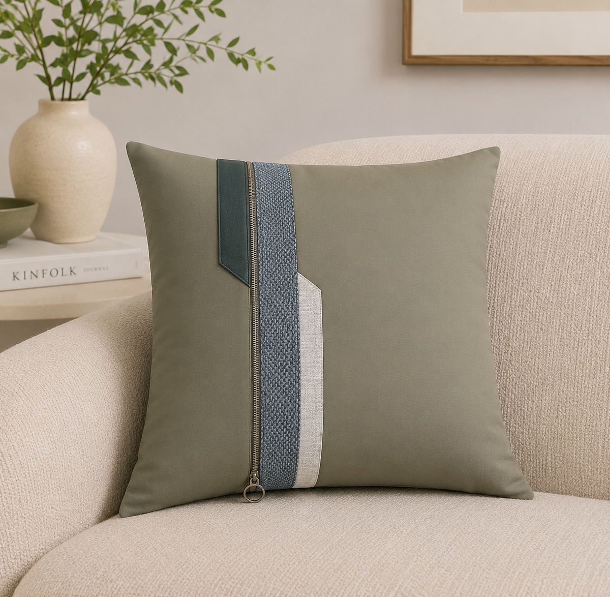 Olive Zip Cushion
