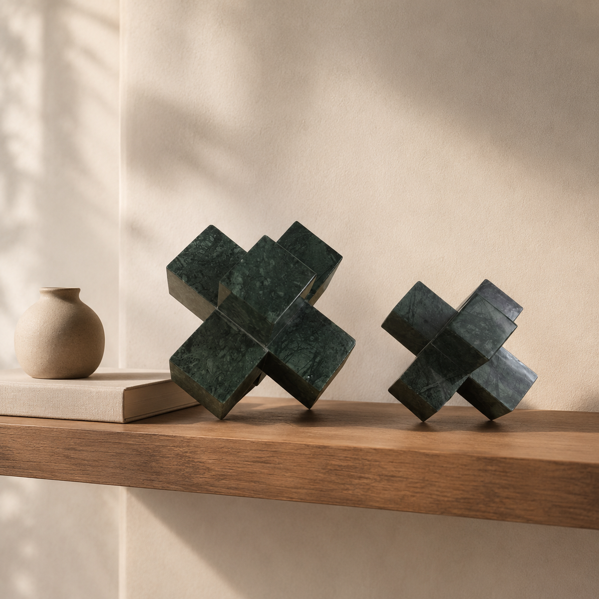 Emerald Cross Duo Sculptures