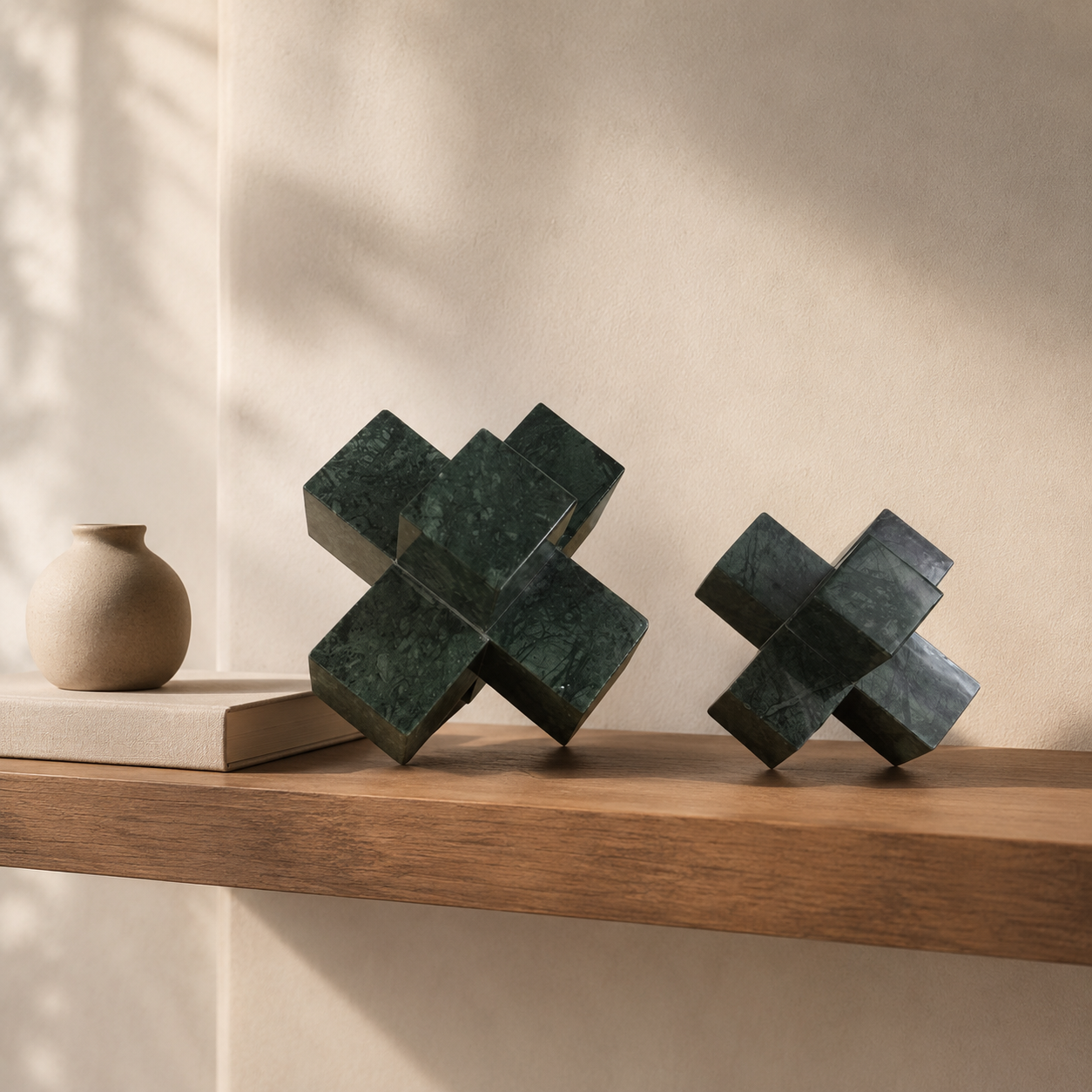 Emerald Cross Duo Sculptures