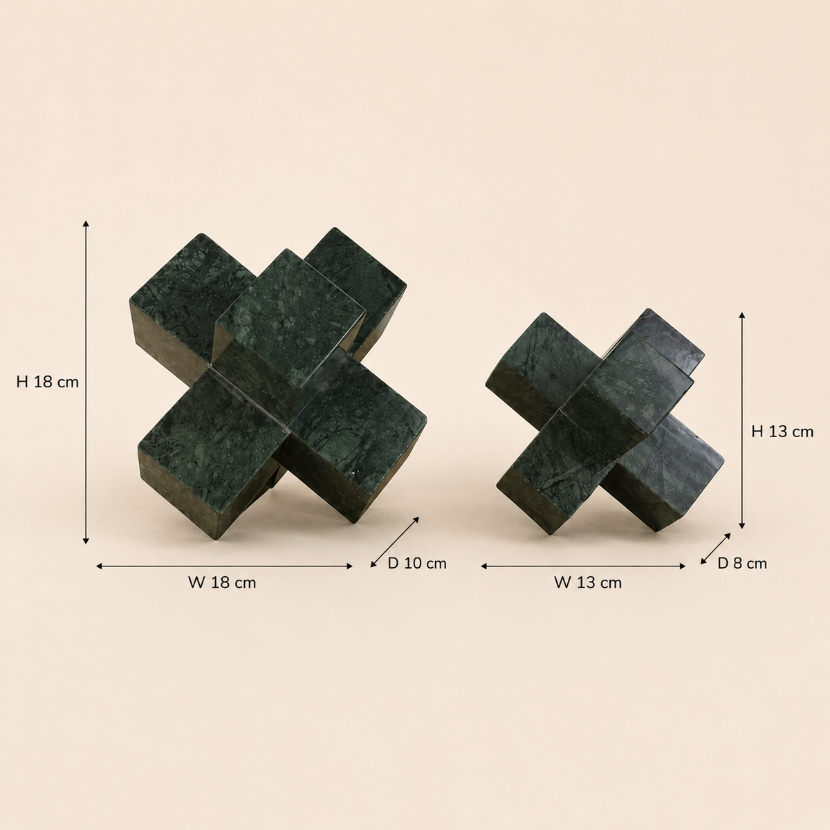 Emerald Cross Duo Sculptures