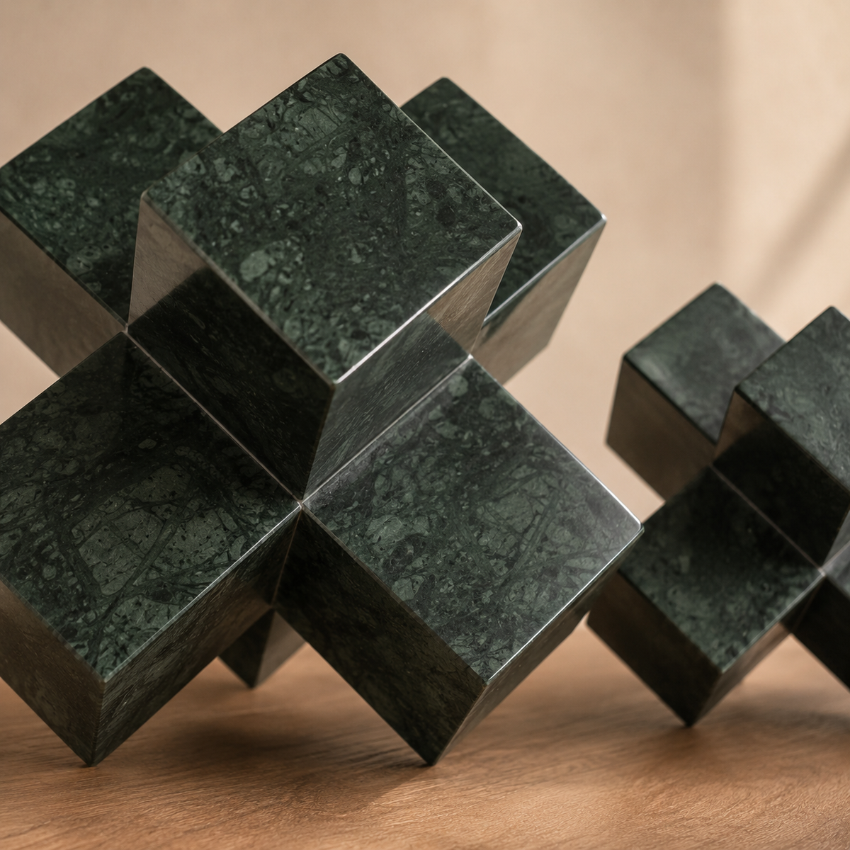 Emerald Cross Duo Sculptures