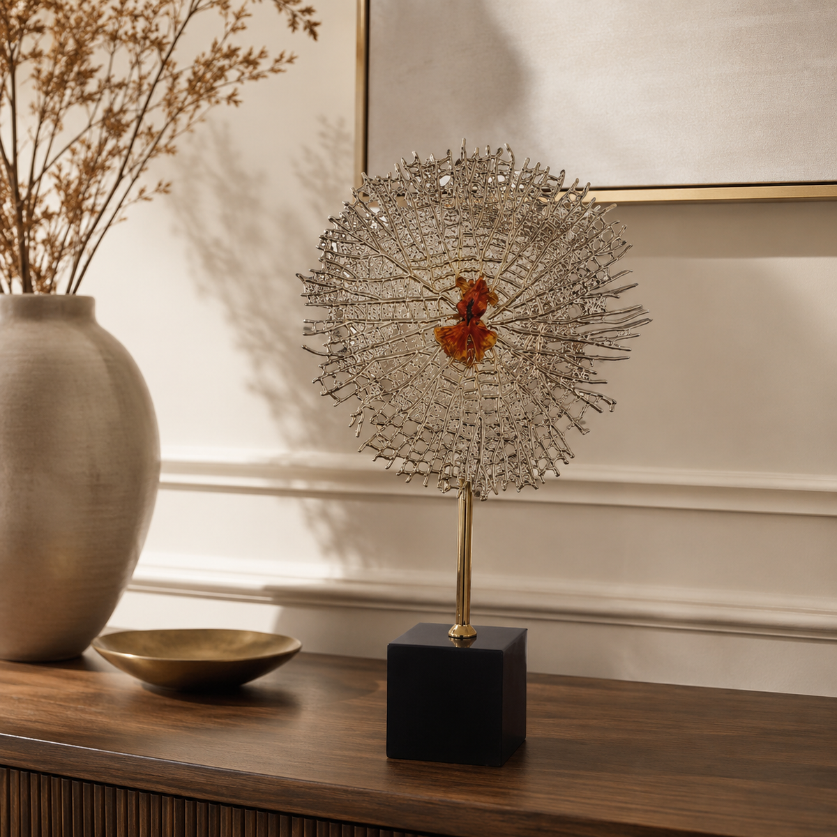 Golden Sunburst Sculpture