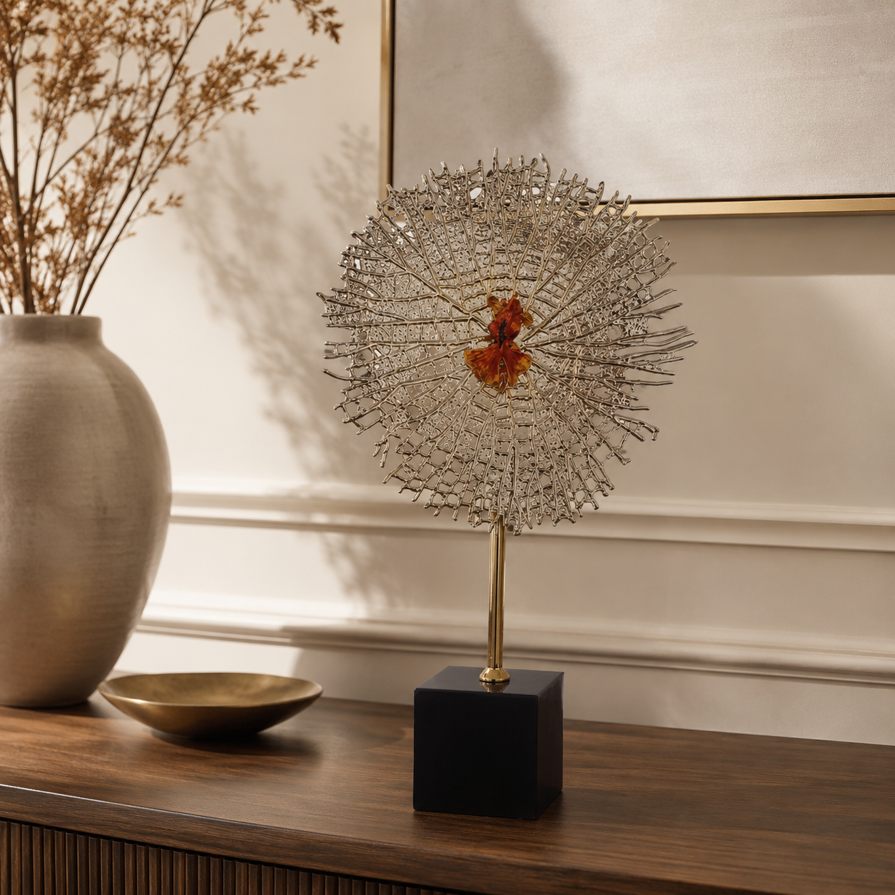 Golden Sunburst Sculpture
