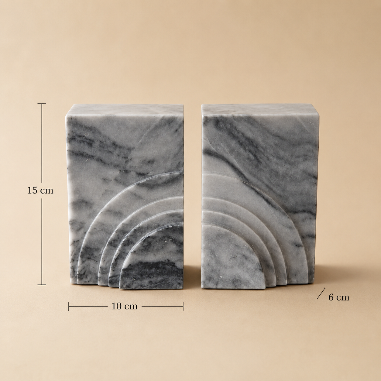 Arc Vein Marble Bookends