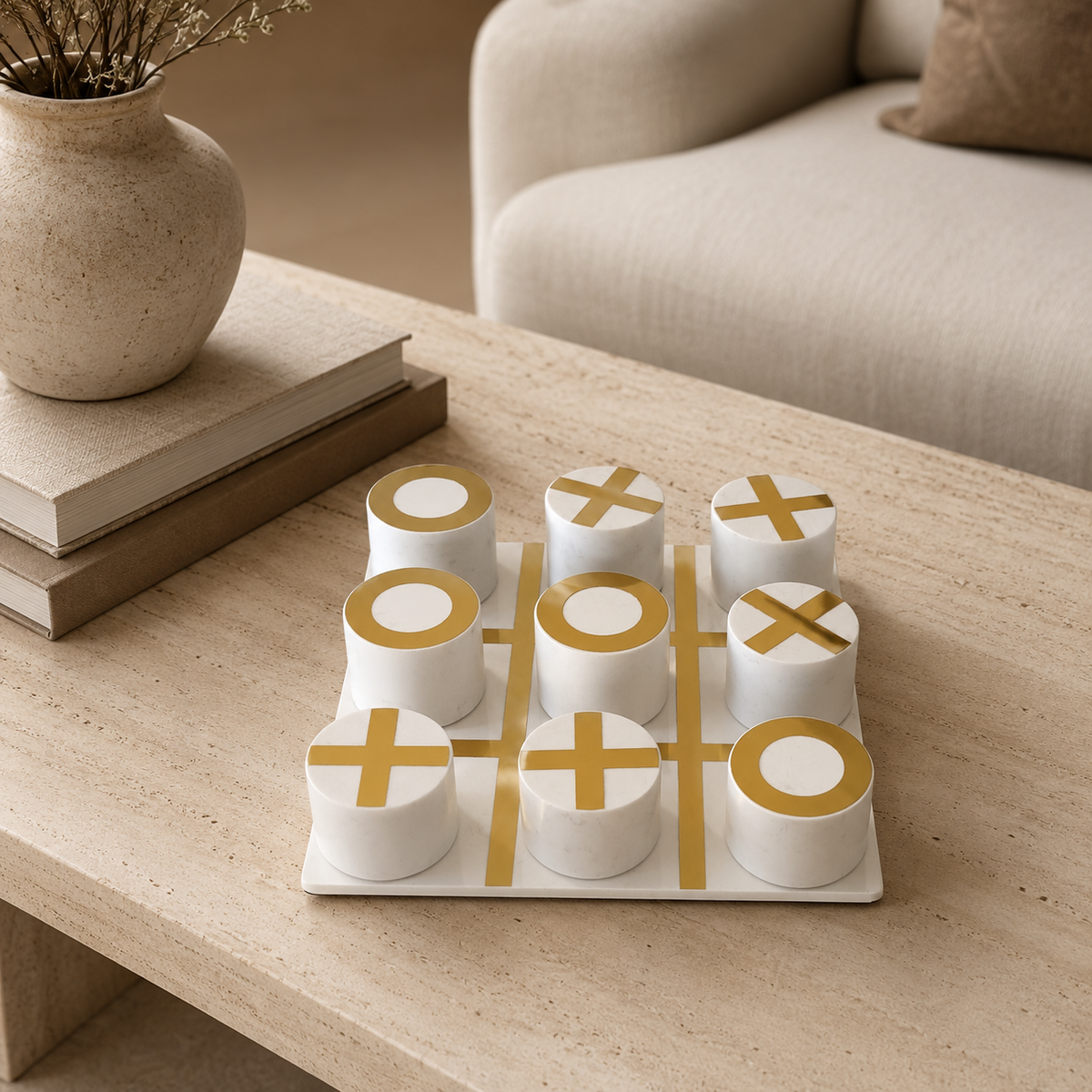 Luxe Marble Tic Tac Toe Set