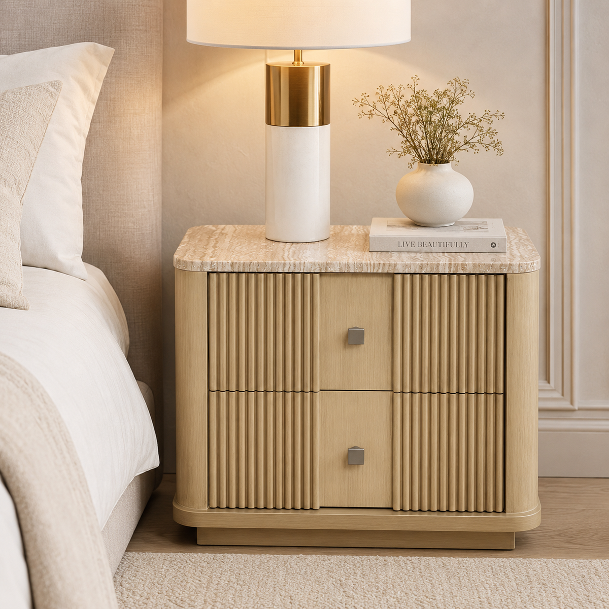 Aurelia Fluted Bedside Table