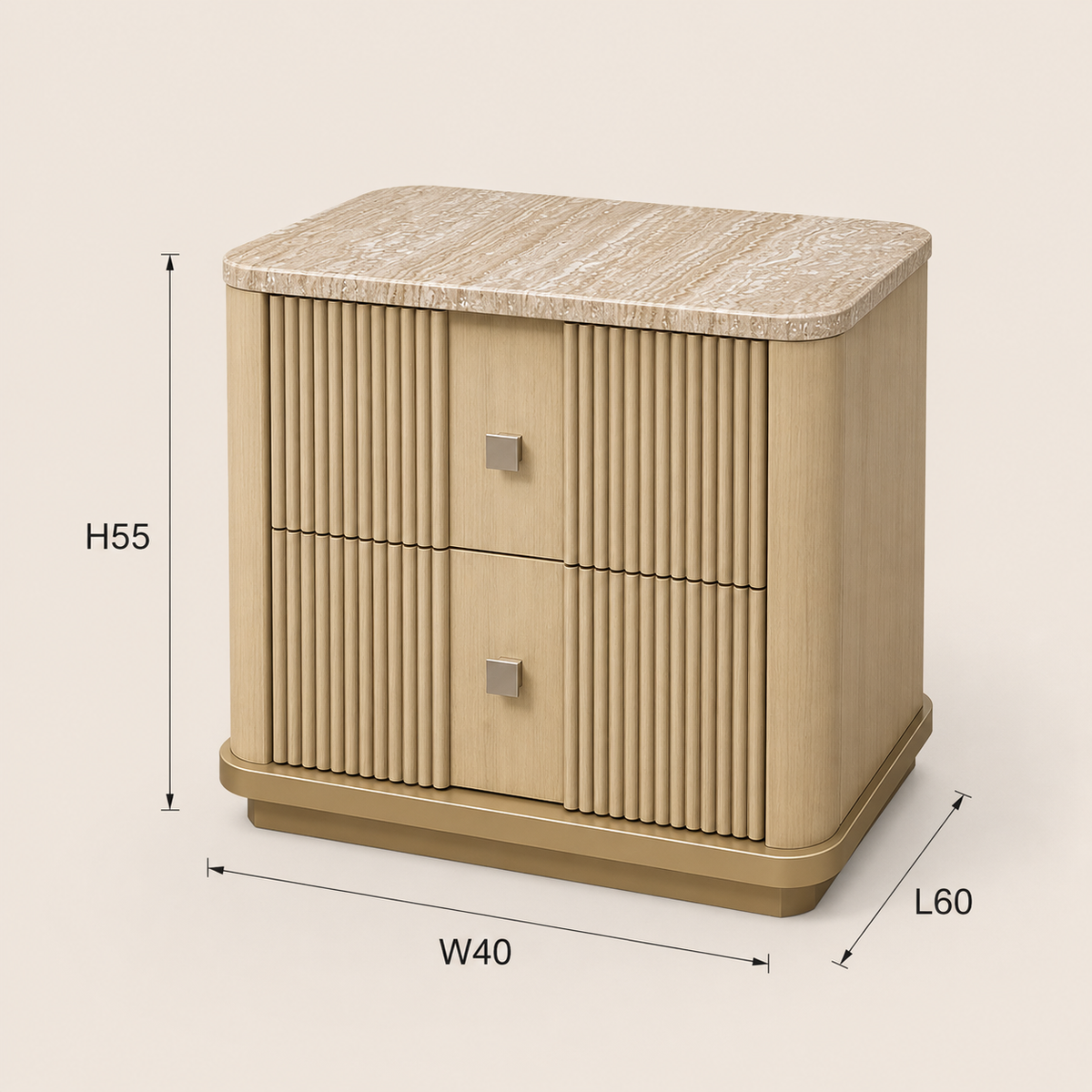 Aurelia Fluted Bedside Table