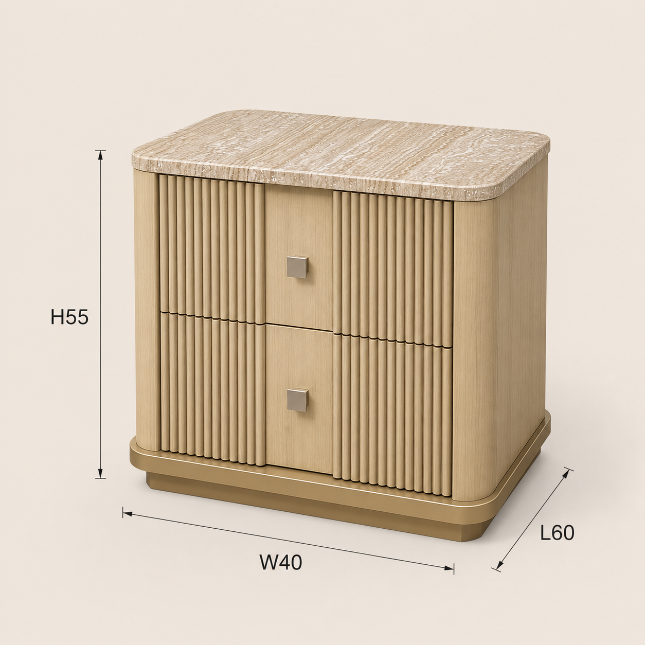 Aurelia Fluted Bedside Table