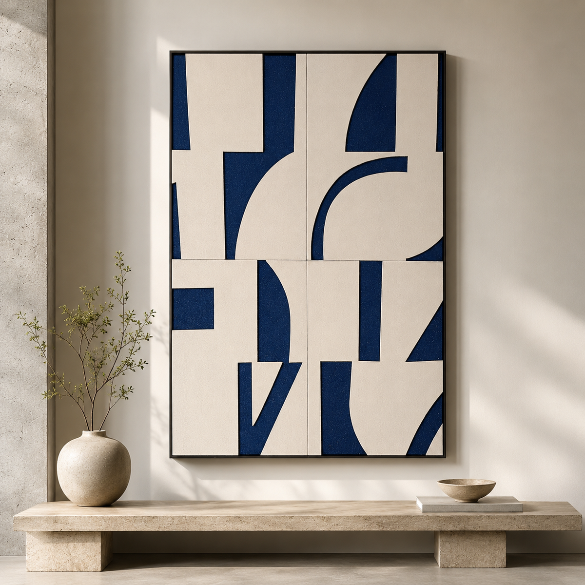 Navy Grid Wall Art