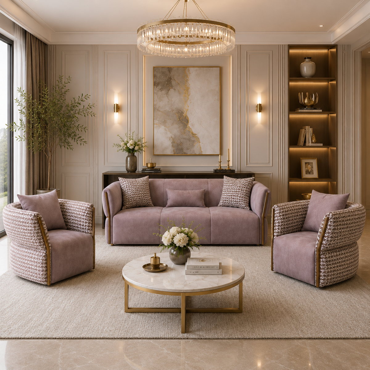 Blush Harmony Sofa Set
