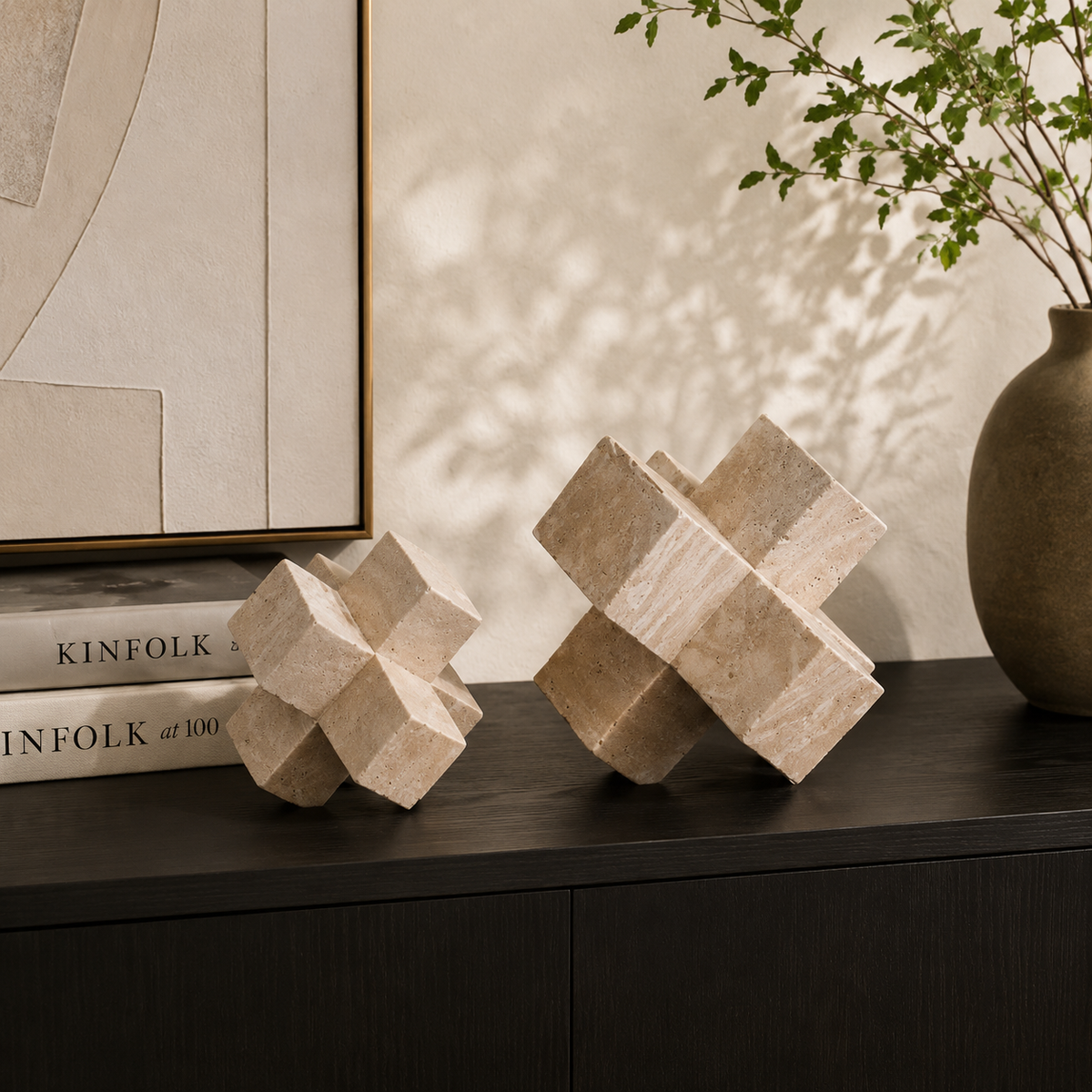 Travertine Axis Sculpture Set