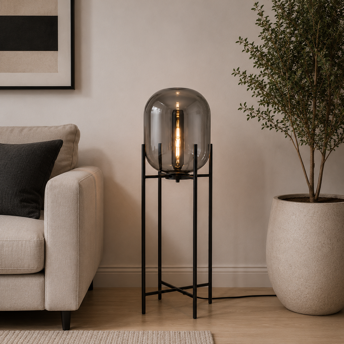 Smoke Glass Floor Lamp