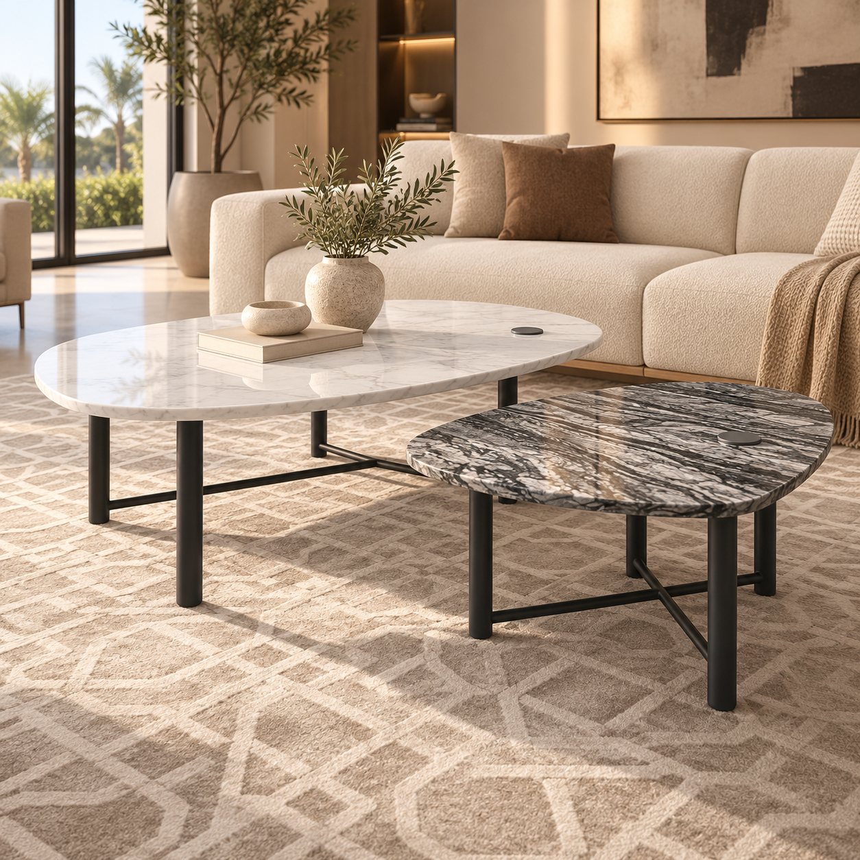 Monvera Marble Coffee Table Set