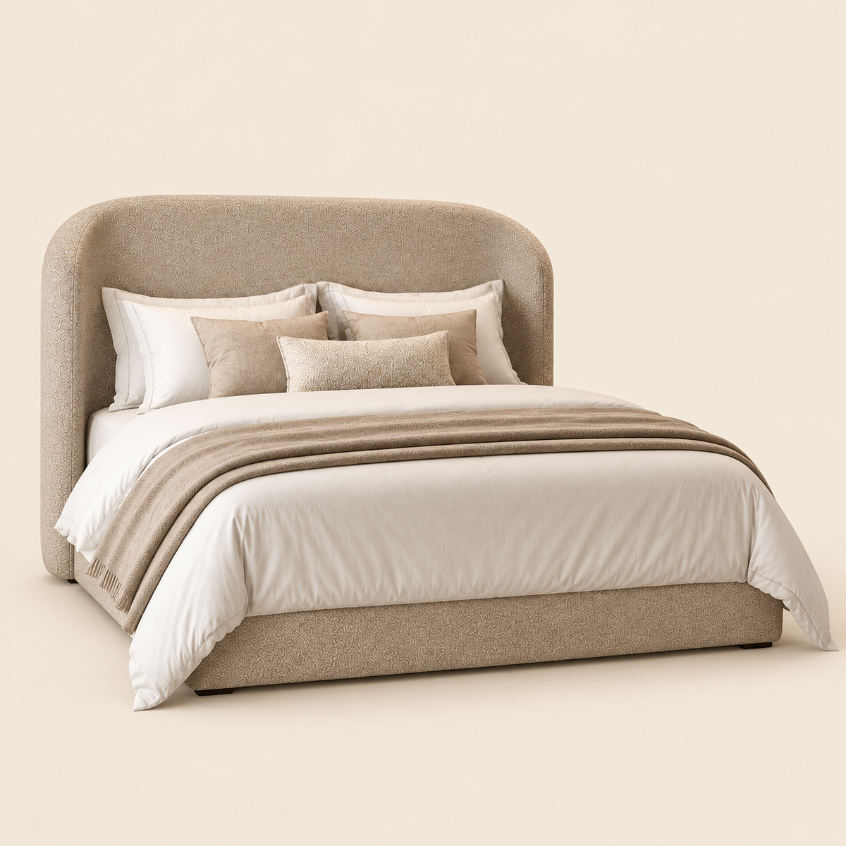 Luna Curved Bouclé Bed
