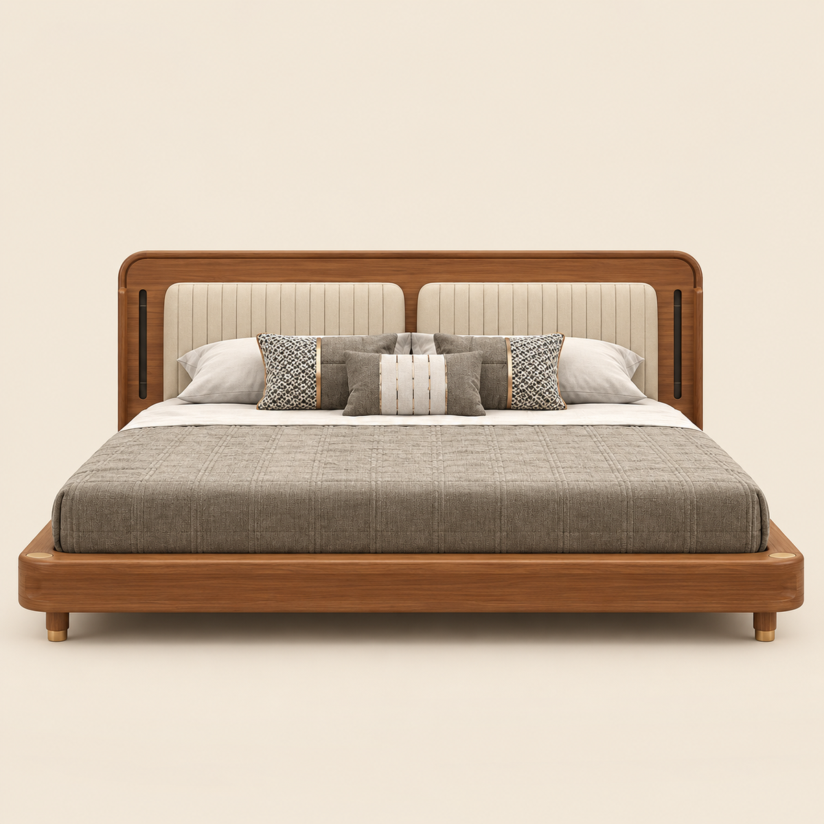 Luno Walnut Panel Bed