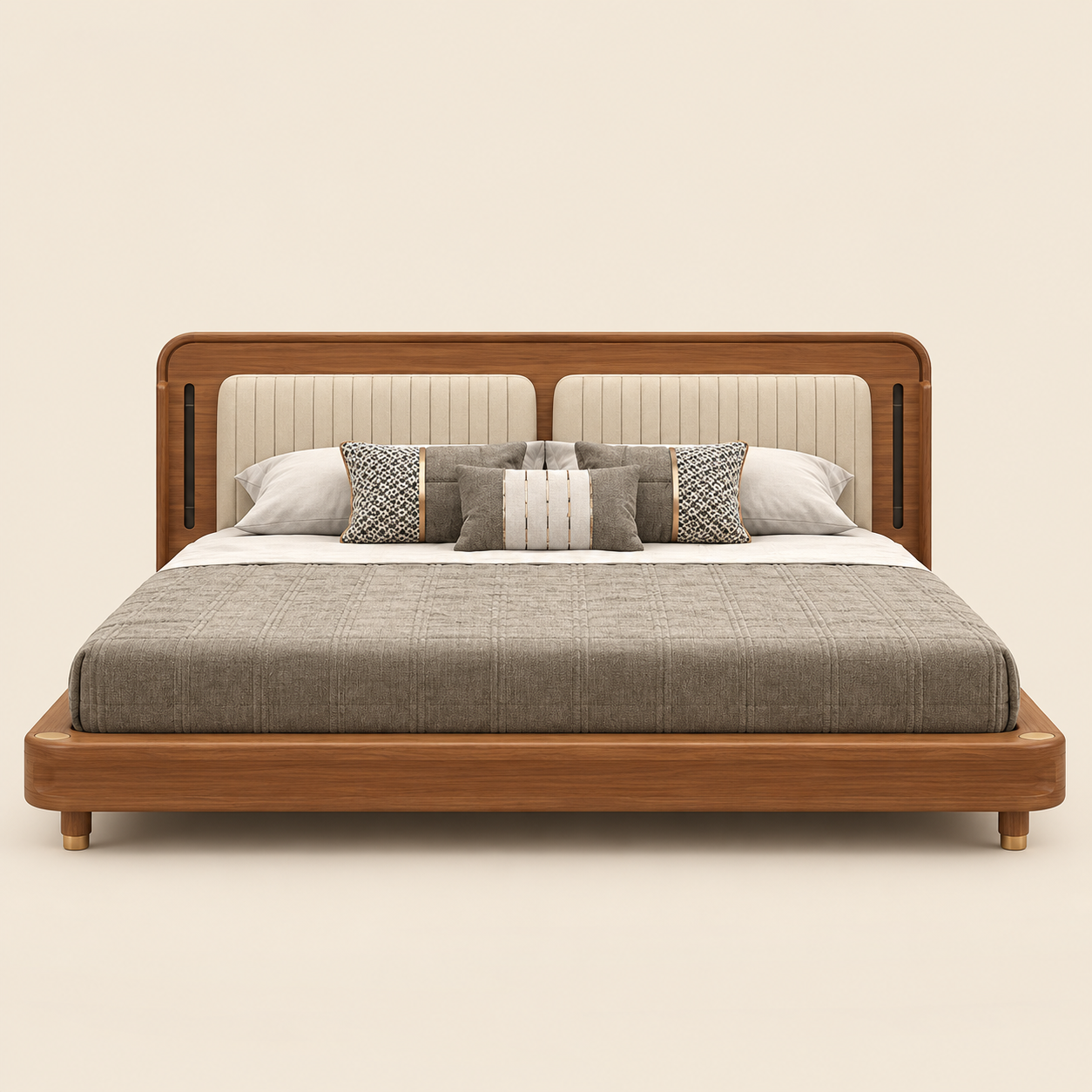 Luno Walnut Panel Bed