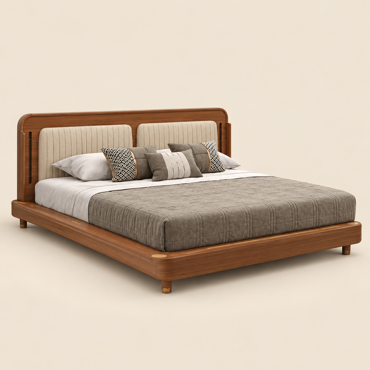 Luno Walnut Panel Bed