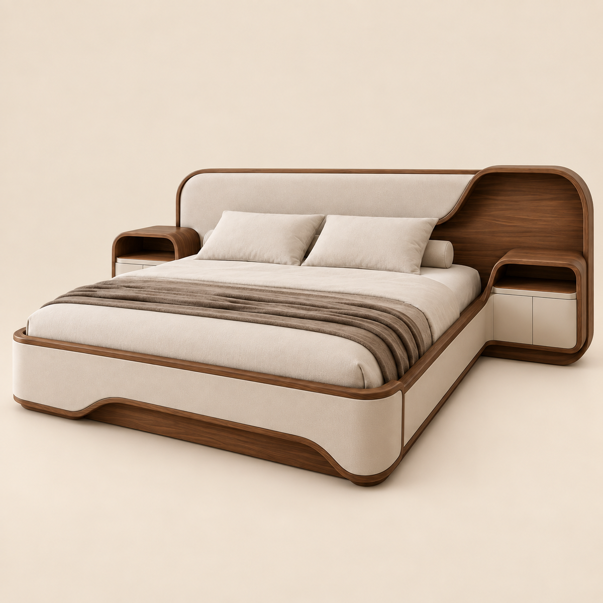 Soren Walnut Curve Bed