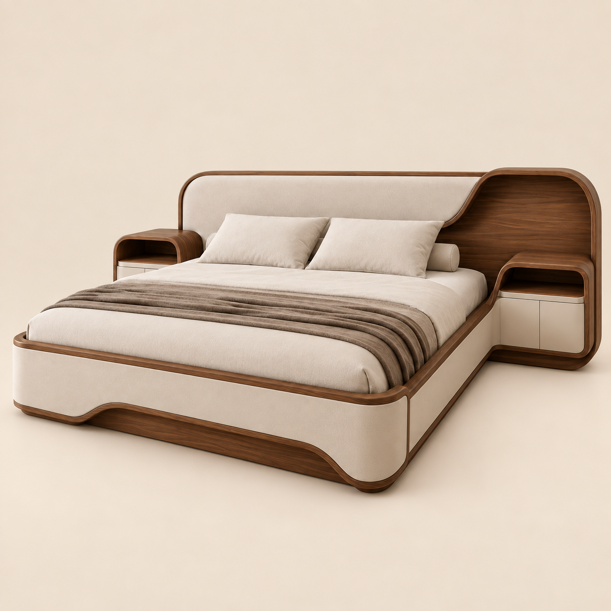 Soren Walnut Curve Bed