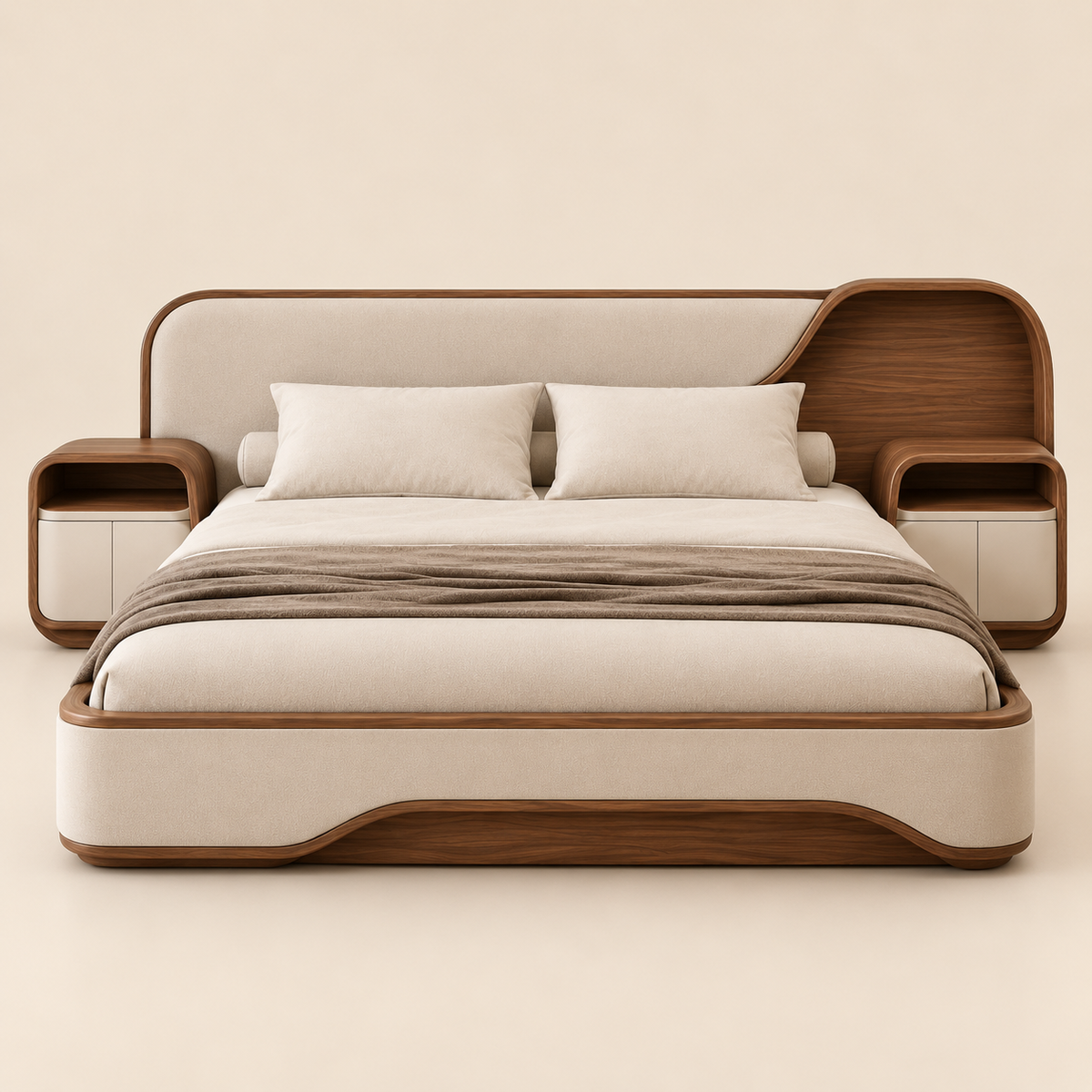 Soren Walnut Curve Bed